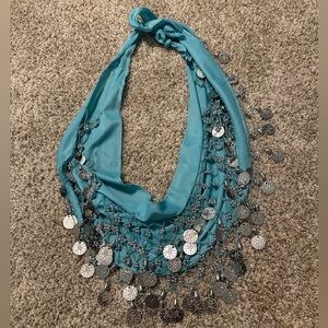 Turquoise Coin-Embellished Wrap